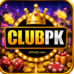 ClubPK game app icon with golden crown, coins, dice, and casino theme design